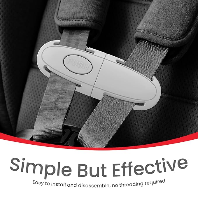 Universal Child Car Seat Chest Harness Clip – Kids Seat Belt Adjuster & Anti Escape Buckle Guard, Child Safety Car Seat Belt Lock Clip, Toddler Seatbelt Locking Clip for Stroller & Booster (Gray)