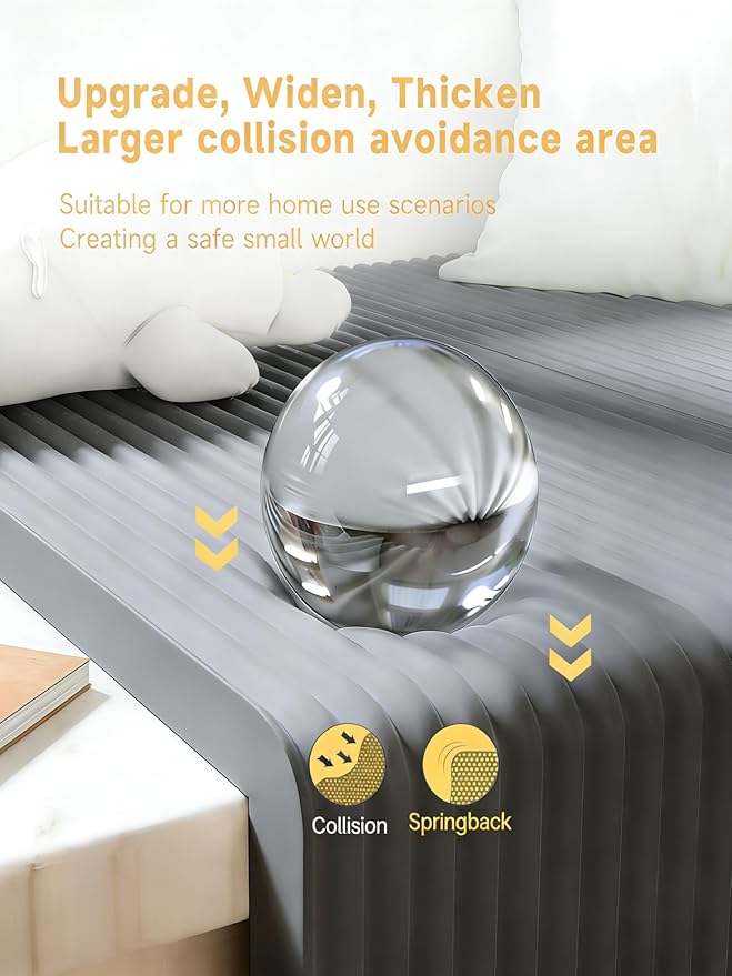 7.9''W Extra-Wide Edge Protector, 6.56FT 0.47''Th Baby Proofing Corner Guards, Safety Furniture Bumper, Pre-Taped, Thick Soft Rubber Foam Padding for Fireplace Table Stair Cabinet (Grey)