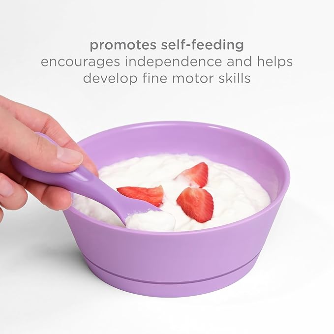 Ubbi Toddler Feeding Set, 7-Piece, Plate, Bowl, Cup + Baby & Toddler Stainless Steel Utensils, Interchangeable Suction Base, BPA-Free Dishwasher Safe, Self-Feeding for Baby-Led Weaning, Polaris Blue