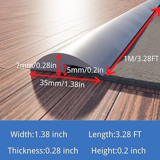 COUKIU 3.28FT PVC Floor Transition Strip, Peel and Stick Molding Trim for Threshold Transitions with a Height Less Than 5 mm/0.2in, Carpet & Floor Edging Trim, Carpet to Tile Transition Strip(Brown)