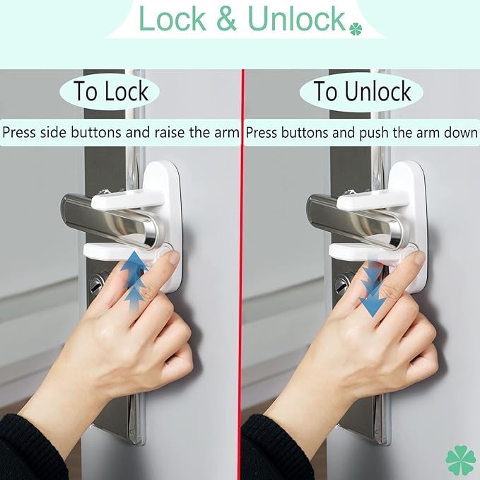 Door Lever Lock 1 Pack, No Drilling or Tools Needed for Installation, ABS Material Door Handle Baby Proof with Strong 3M Adhesive, Prevents Toddlers from Opening Doors