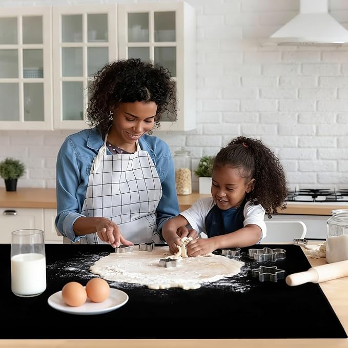 Extra Large Silicone Mat for Kitchen Counter 39.4"x23.6" Silicone Table Mat for Resin Workbench Mat Heat Resistant Mat Coffee BarMat, Black Thick 2MM