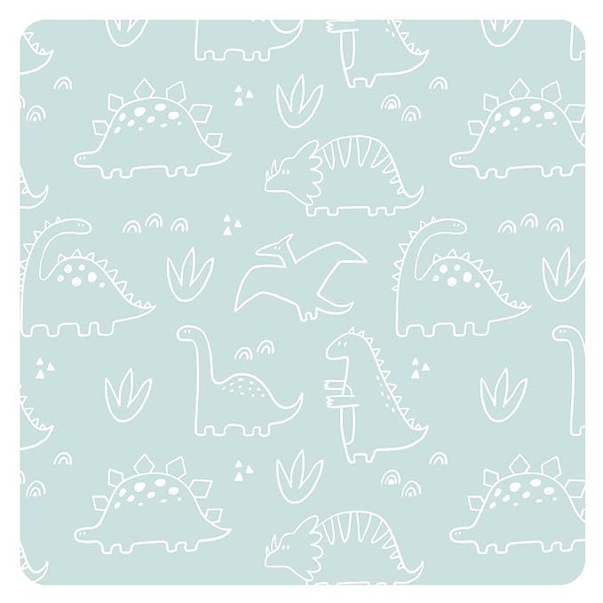 BapronBaby Dino Friends Sage Splash Mat - Waterproof Catch-All for Under High Chairs, Floors, Tables, Playtime or Arts & Crafts - Machine Washable - 45" x 45”