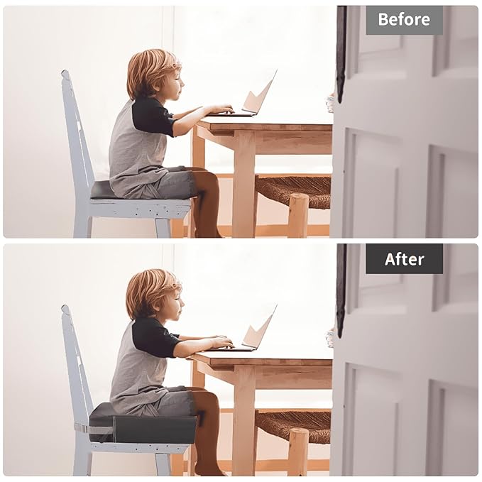 Toddler Booster Seat for Dining Table, Washable Thick Strong Support Portable Booster Chair for Toddlers Eating, Easy Cleaning Booster Seat Cushion Detachable with Adjustable Straps (Dark Grey)
