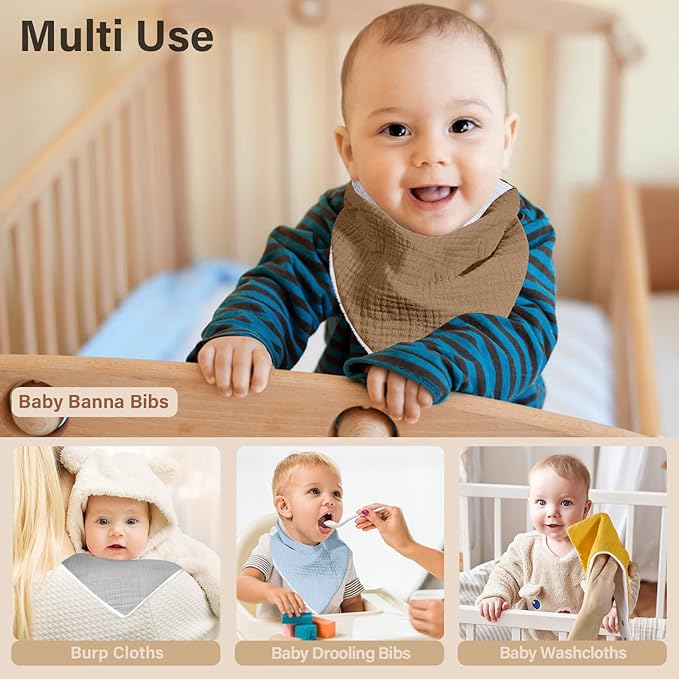 NISXABEBE Muslin Baby Bibs,Soft Triangular Baby Bandana Drool Bibs for Baby Boy Girl,Solid Colors Bib for Drooling Teething