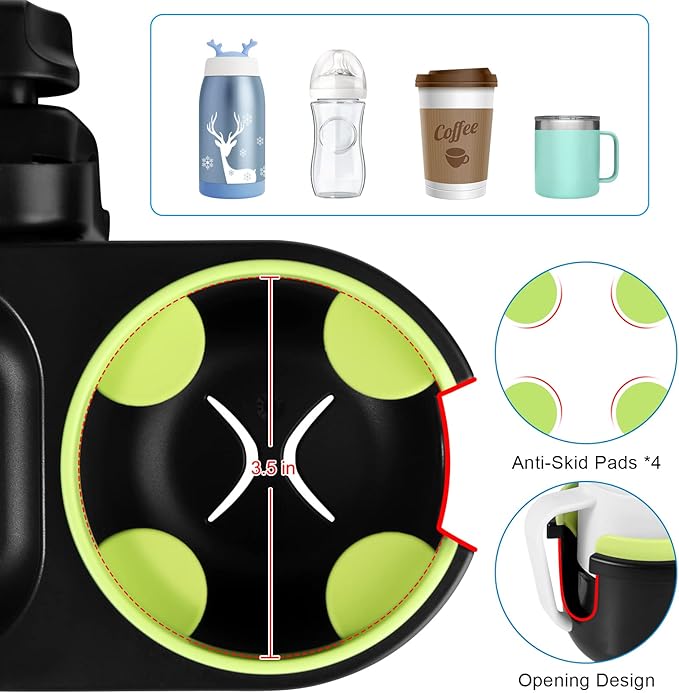 Accmor Stroller Cup Holder with Tray, Universal Cup Holder Tray for Uppababy Nuna Doona Strollers, Bottle Drinks Holder for Stroller, Wheelchair, Walker