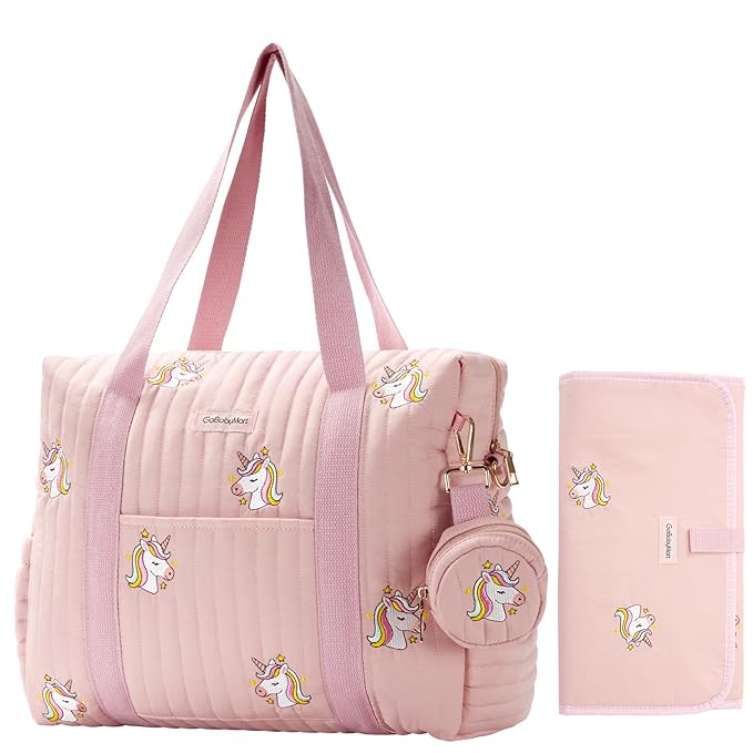 GOBABYMART 3pc Diaper Bag Tote Set, Hospital Bag for Labor & Delivery, Maternity Travel Bag with Changing Pad & Pacifier Case