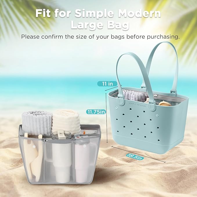 OUTXE Beach Bag Organizer Inserts Compatible with Large Simple Modern Bag Accessories, Lightweight Mesh Insert Divider Pouch for L Simple Modern Bag, Fits Travel, Pool, Boat, Sports