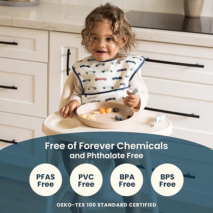 Tiny Twinkle Mess-Proof Baby Bibs for Eating | Waterproof, Wipeable Toddler Bibs with Catch-All Pocket | Feeding Bibs for Girls & Boys(3 Pack,Christmas)