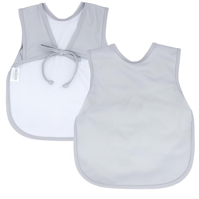 BapronBaby Minimalist Light Grey Bapron - No Neck Tie Safer Bib for Baby & Toddler - Soft Waterproof Stain Resistant - Machine Washable - Sz Baby/Toddler 6m-3T