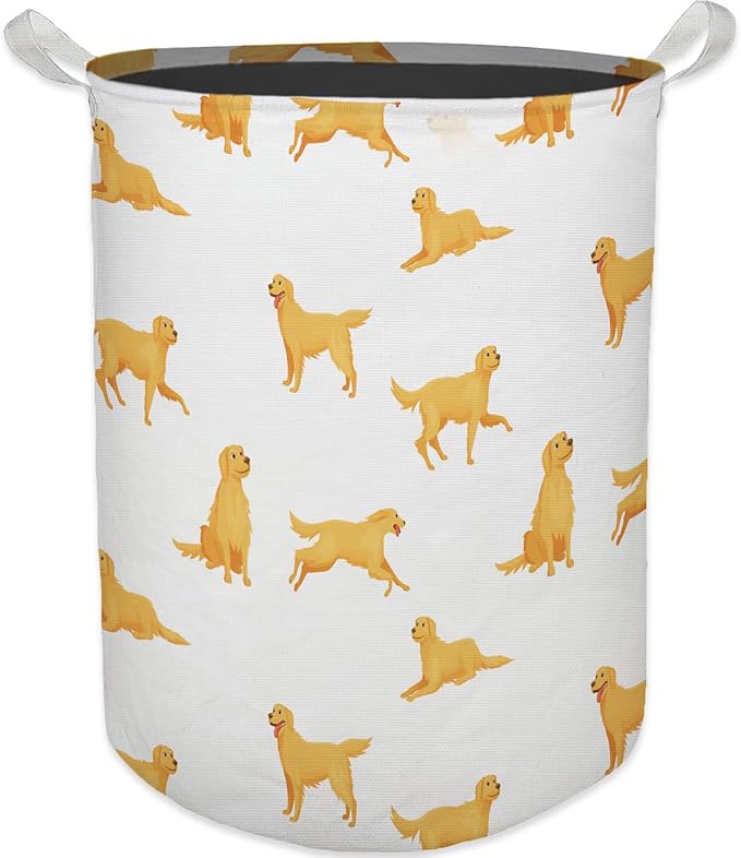 HKTZM Golden Retriever Dog Laundry Basket, Toybox for Boys Girls, Golden Retriever Laundry Basket Hamper Waterproof Collapsible Clothes Toys Storage Bin Organizer for Bedroom Bathroom Kids Room Dorm