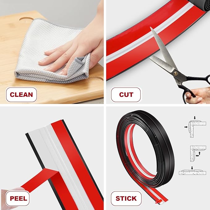 0.8 Inch x 30 Feet Wall Corner Protector Peel and Stick Corner Trim Molding Strip Self Adhesive Wall Edge Protectors Guards for Edge Ceiling, Black