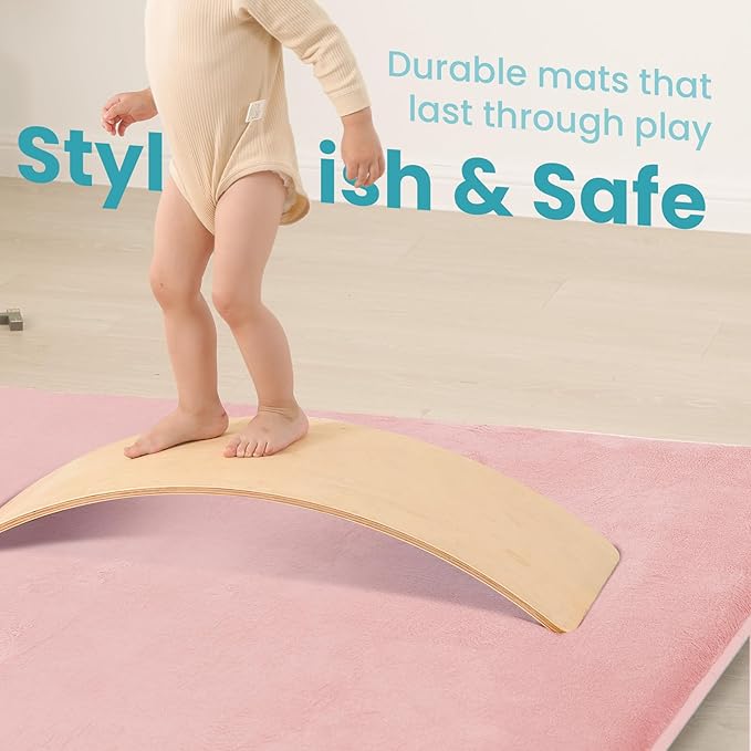 Huloo Sleep Baby Play Mat for Floor,Extra Large 71"×79" Playpen Mat for Toddler,Infant,Kids,1.3" Thick Elasti Foam Non-Slip Nursery Rug,Water Repellent Soft Padded Activity Mats(Pink)