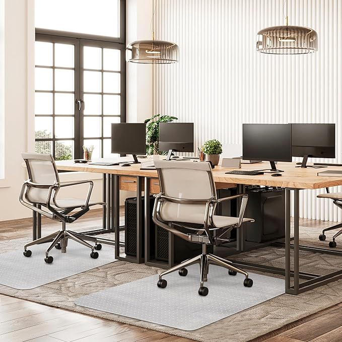 Office Chair Mat for Carpet Floors, 48" x 30" Clear Desk Chair Mats for Low Pile Carpeted Protector, Sturdy PVC Computer Chair Mats Anti-Slip and Easy to Clean for Home & Office