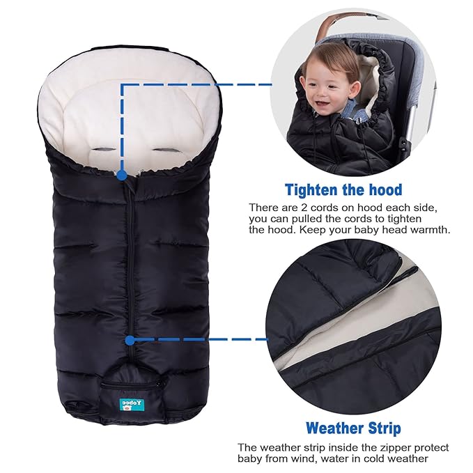 Yobee Universal Winter Warm Baby Stroller Footmuff, Outdoor Walking Warm Bunting Bag for Pram, Joggers, Waterproof Winterproof Stroller Sleeping Bag Baby Blanket