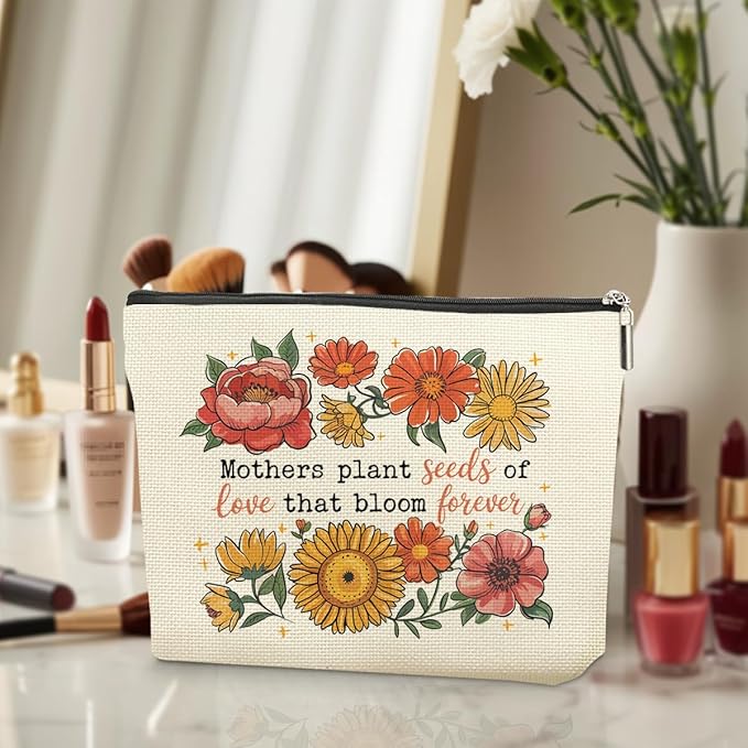 Decohim Mothers Makeup Bag，Mothers Day Christmas Anniversary Appreciation Birthday Gifts for Mom Mama Mothers Mommy Cosmetic Bags, Retro Floral Zipper Pouch Travel Toiletry Bag Accessories Organizer