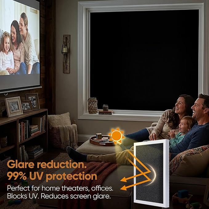 SUNBABY Blackout Window Film, 100% Light Blocking for Daytime Sleep, Total Privacy & UV Sun Blocking, Static Cling No Glue Cover for Bedroom, Nursery, Home Theater, 17.5 x 118.1 Inch with 3 Tools