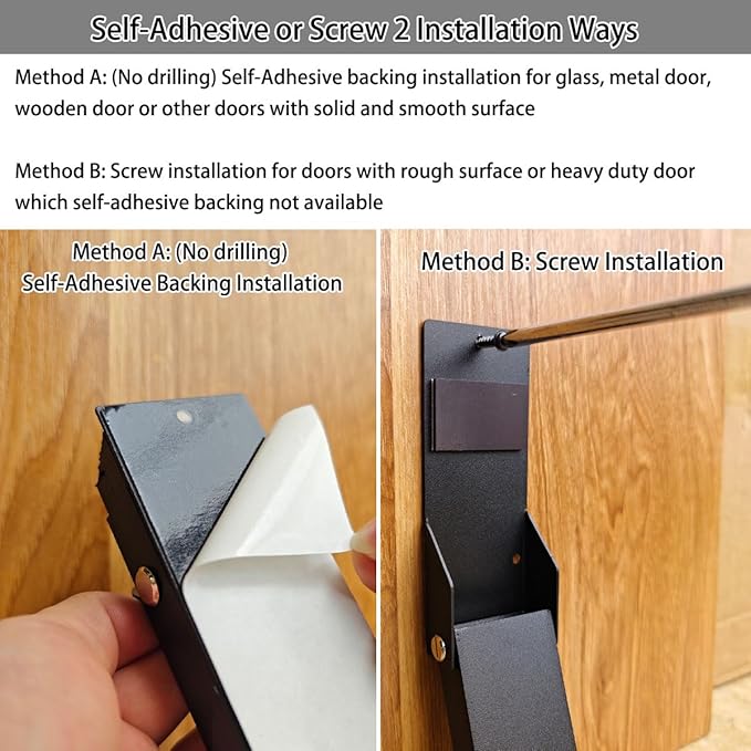 No Drilling Door Stopper Hold Door Open, Self Adhesive Door Stop, Door Stoppers for Bottom of Door, Kickdown Door Stop, Heavy Duty Door Wedge Catch, Easy Installation
