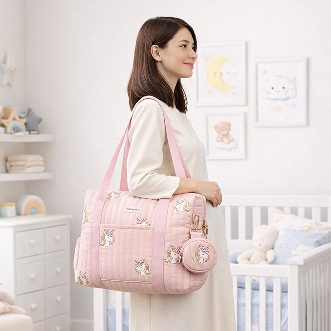 GOBABYMART 3pc Diaper Bag Tote Set, Hospital Bag for Labor & Delivery, Maternity Travel Bag with Changing Pad & Pacifier Case