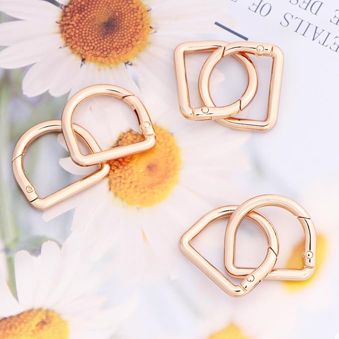 10pcs Metal D Ring Spring Key Hooks Keyring Clip for Keychain Buckle, Backpacks Handbag Purse Hardware, DIY Crafts