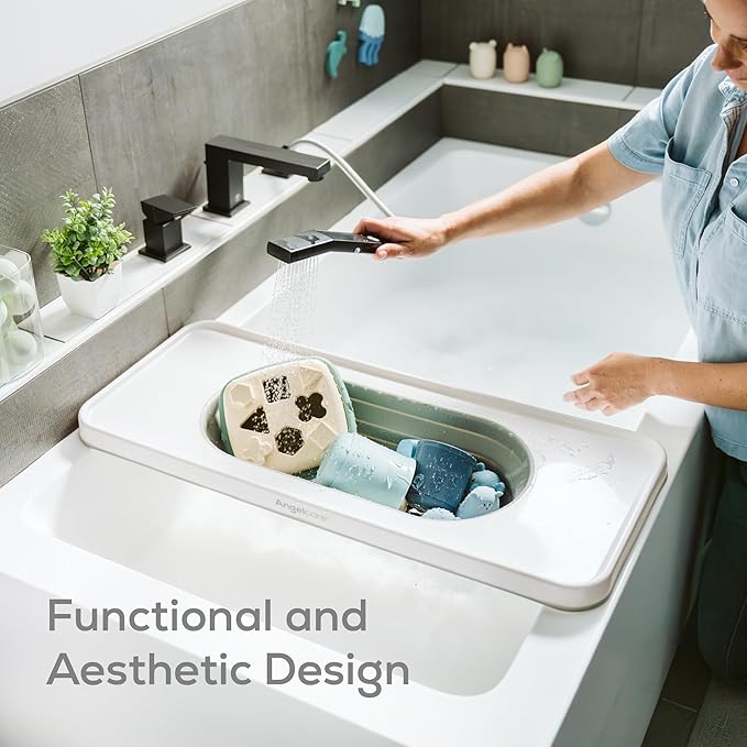 Angelcare Bath Shelf | Fits Standard Bathtubs Up to 28" Wide | Collapsible Drain-Through Basket | Lightweight Bathtub Caddy & Toy Organizer | Durable, Water-Resistant and Easy to Clean