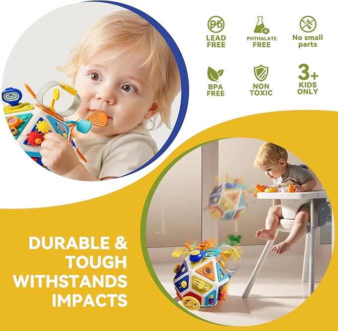 22‑in‑1Toddler Busy Board Activity Cube Toys, Montessori Sensory Toy & Travel Leaning for Toddlers, Early Education Active Toy and Fine Motor Skills Development Toy for 1 2 3 Years Old Boys & Girls