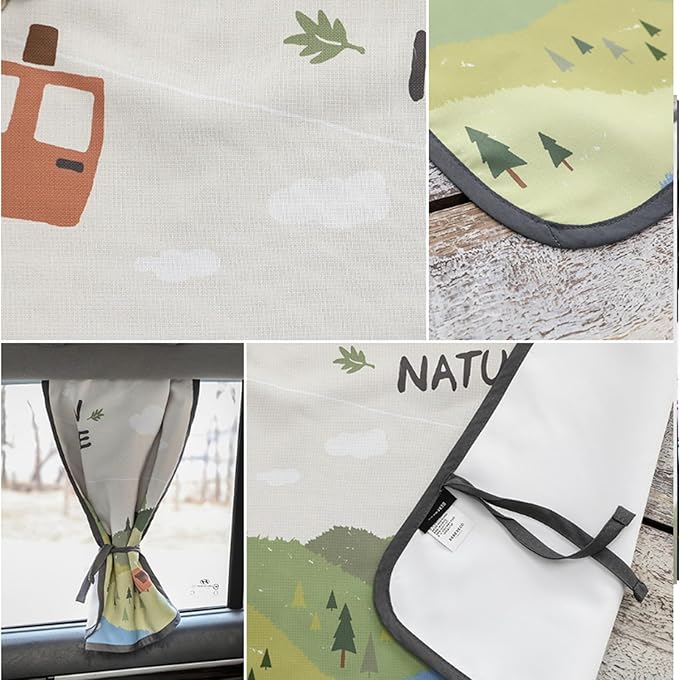 BEBEDECO Magnetic Car Sun Shade Curtain for Side Window – Sun Blocker and UV Protector for Baby, Kids, and Pets – Universal Fit with Built-in Magnets for Steel-Framed Door (Bebe Forest)
