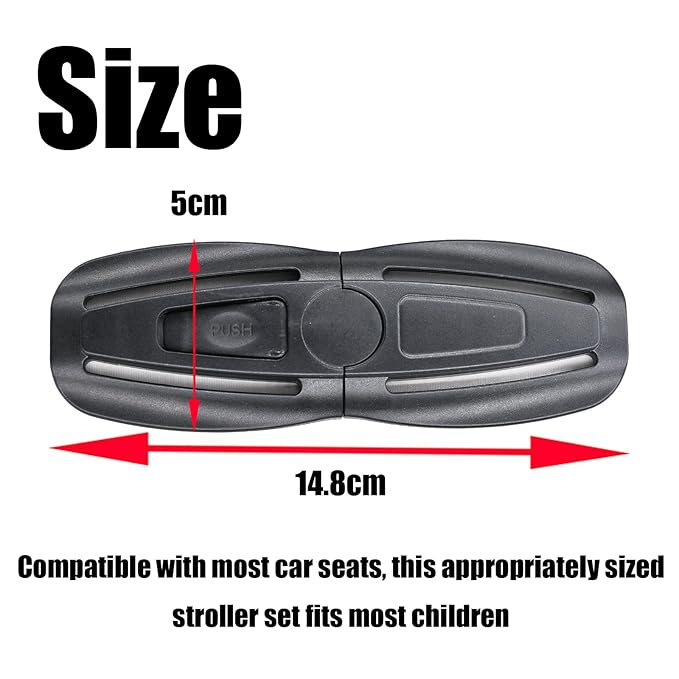 2 Pack Universal Baby Seat Chest Harness Clip Buckle and Child Seat Chest Harness Clip Replacement for Kids Trend Adjustable Guard, Black