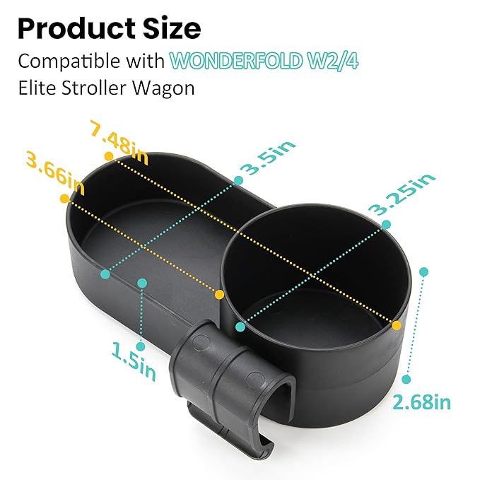 Wonderfold Wagon Snack Tray with Spill-Proof Cup Holders - Compatible with WONDERFOLD W2 & 4 Elite (2 & 4 Seats) | Kid Snacks & Drinks Tray, Detachable, Easy Install, Dishwasher Safe (2-Pack)