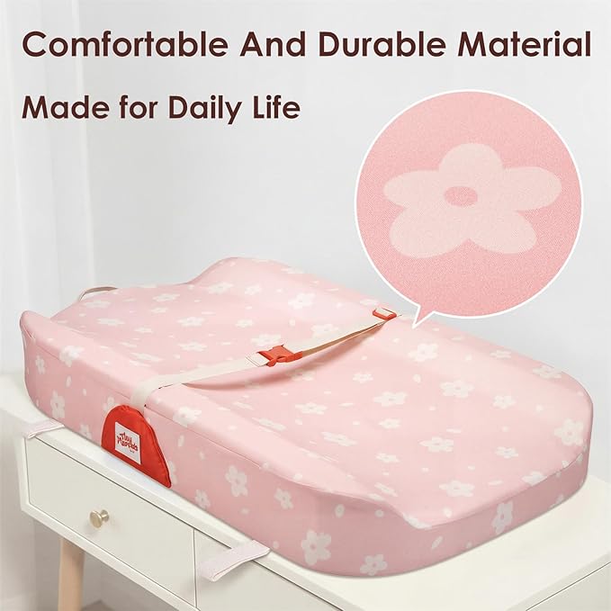 Tiny Marvels Baby Changing Pad with Cover, Waterproof Diaper Changing Pad with Non-Slip Base, Soft Contoured Changing Pad for Dresser, Nursery & Travel