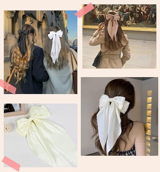 Hair Ribbon Clips with Long Tails - 8 PCS Cute Vintage Accessories for Women and Girls