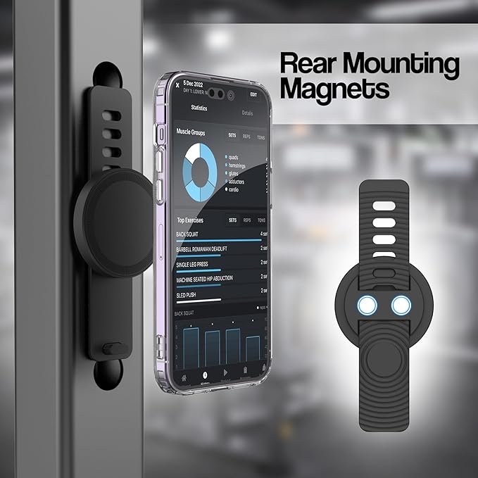 ENCASED Grip-X Magnetic Bar Mount, Compatible with MagSafe - Phone Holder for Gym, Home Fitness Bikes, Workout Equipment, Stroller and Cart Handlebars (iPhone 17, iPhone 16, 15, 14, 13 Series)