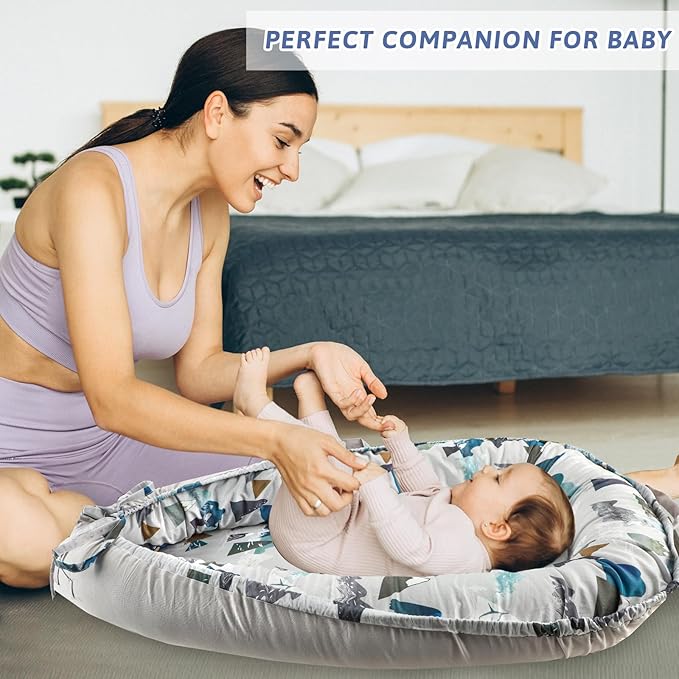 Baby Lounger Replacement Cover, Newborn Lounger cover for 0-12 Months, Breathable & Portable Infant Lounger Case, Soft Baby Floor Seat Cover for Travel, Machine Washable (Cover Only), Mountain