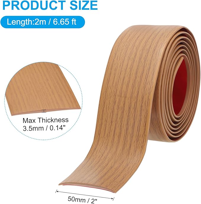 PATIKIL Self Adhesive Floor Transition Strip 2 in x 6.6 Ft, Vinyl Laminate Floor Flat Divider for Joining Floor Gaps Doorways Carpet Cover Floor Tiles Yellow Oak