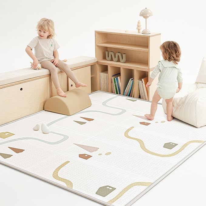 BG-BABYGO Baby Play Mat, 0.6" Foam Thicker Baby Playmats, Large Foldable 78"x70" Play Mat for Babies, Waterproof & Reversible Baby Mat for Floor, Crawling Baby Mat for Indoor&Outdoor&Travel(70*78*0.6)