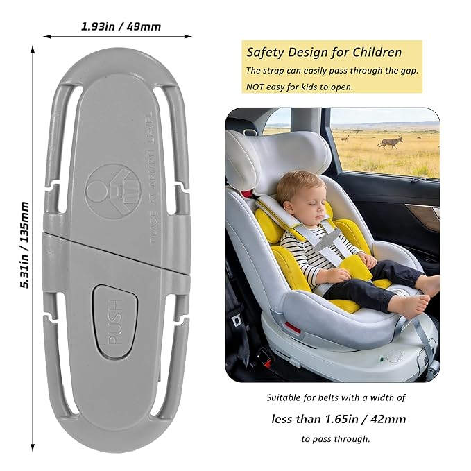 Universal Car Seat Chest Clip, Adjustable Harness Positioning Clip for Stroller and Booster Seat, Anti-Slip Shoulder Straps Holder Accessory for Parents (1 Pack, Grey)
