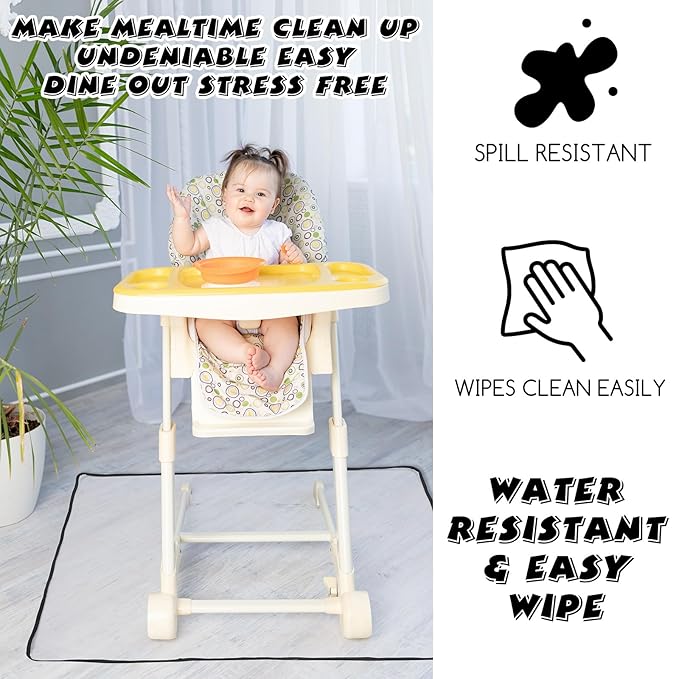 Wenqik 3 Pcs 47''x47'' Waterproof Washable Baby Splat Mat for Under High Chair Mat Clear Plastic Floor Protector Splash Mat for Under High Chair Art Floor Cover for Food Spills Kids Room
