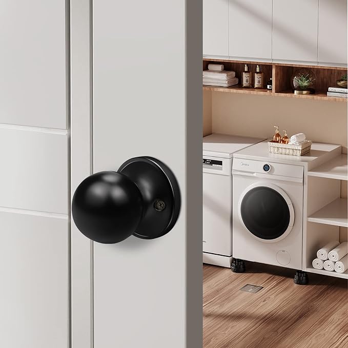Probrico Flat Black Round Single Dummy Knobs, Non-Turning Half Dummy for French Door Closet Hallway, 10 Pack