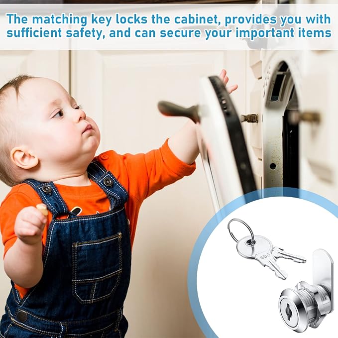 Kenning 24 Sets Cabinet Locks with Keys for Secure Drawer Mailbox RV Storage Box Replacement Lock, Zinc Alloy(5/8'' Cylinder Length, 0.4'' Max Panel Thickness)