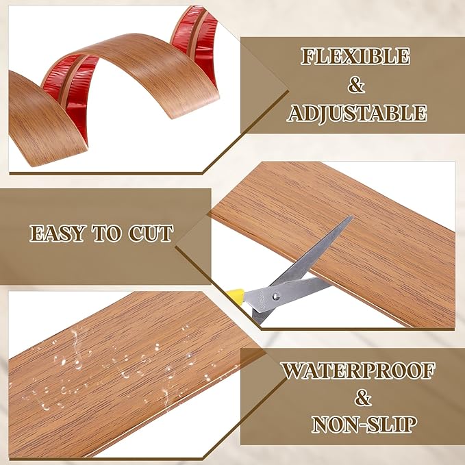 uxcell T-Molding Transition Strips, 3.28 ft x 1.97" (L x W) PVC Floor Flat Divider Strip Self Adhesive Vinyl Flooring Edging Trim for Joining Floor Gaps Doorways, Yellow