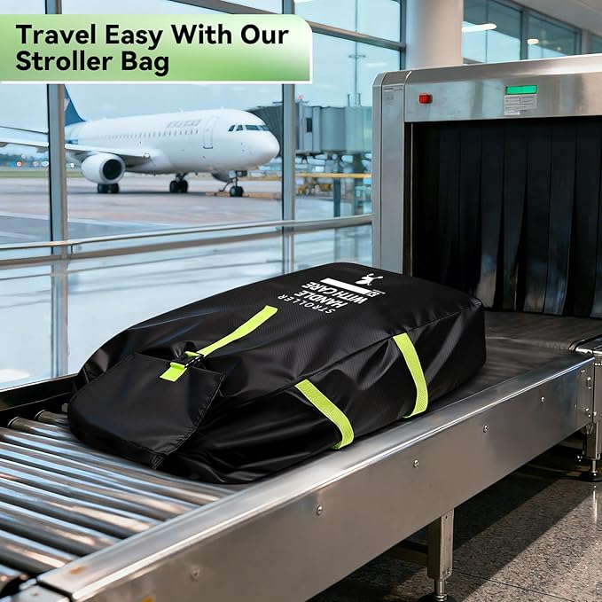 Upgrade Stroller Bag for Airplane: 46" H x 24" W x 15" D Large Stroller Cover with Shoulder Handle for Air Travel, Travel Essentials for Single, Double, Jogging Stroller, Chicco, UPPAbaby, Evenflo
