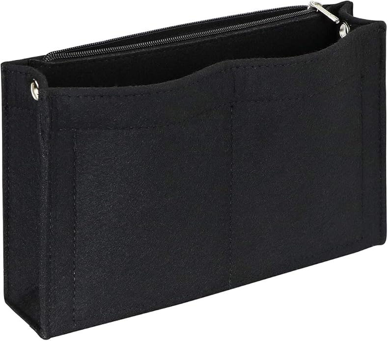 Joqixon Mini Felt Purse Organizer Insert Small Tote Bag organizer with Zipper