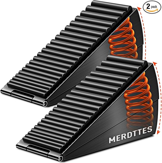 2-Pack Strongest Large Door Stoppers - Spring Heavy Duty Door Stop Wedge, 3 in Tall Door Stoppers for Bottom of Doors, Adjustable Rubber Metal Doorstop Strong Grip Suits Carpet,Tile,School,Commercial