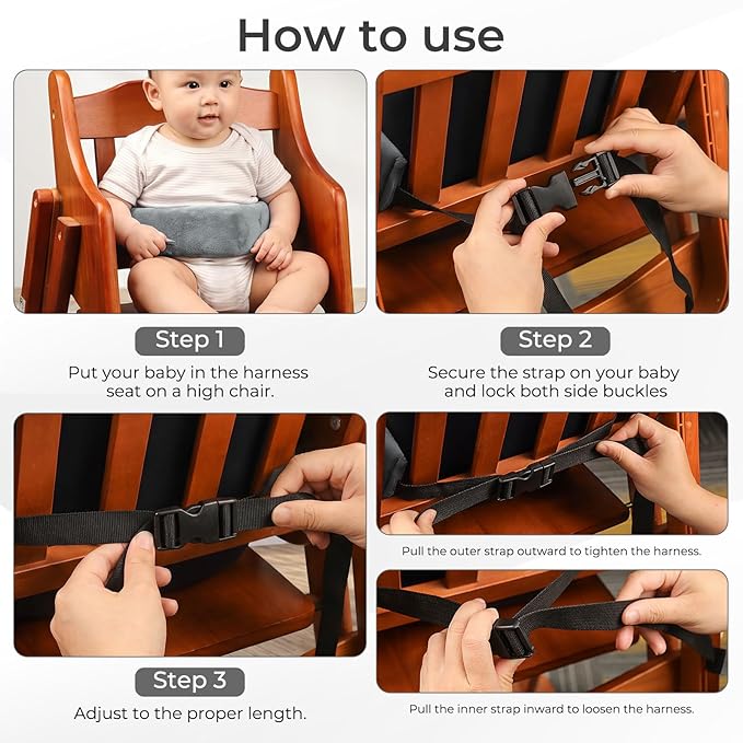 High Chair Straps, Universal Baby Safety Strap, Highchair Harness for Infant&Toddler's（Gray）