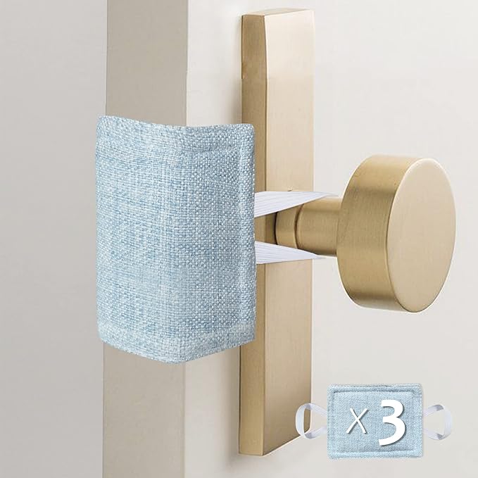 Door Latch Covers for Newborn Door Silencer, Quiet Door Closer Fit for Light Sleepers No Slamming, Prevent from Locking - 4" x 3", Light Blue, 3 Pieces