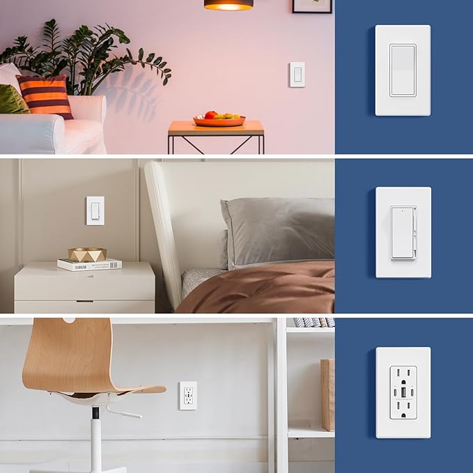 AIDA 1-Gang Screwless Decorative Wall Plates, Standard Size Unbreakable Thermoplastic Faceplate Cover for Decorator Receptacle Outlet Switch, UL Listed (20 Pack, Matte White)
