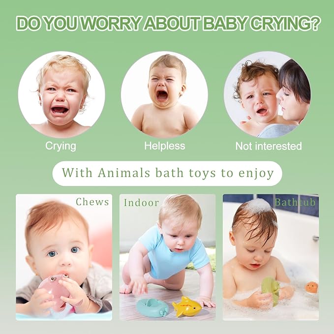 Baby Bath Toys, 9 Pack | Mold Free Bath Toys with Sealed & No Holes Design | Soft, Easy Grip & Floatable Bathtub Toys | Babies & Toddlers Pool Water Toys for 6-12-18 Months