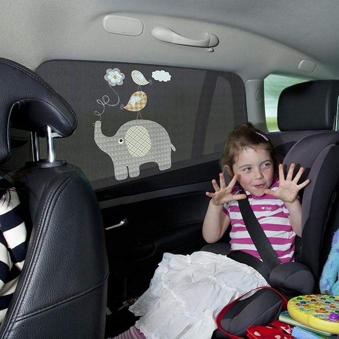 Car Window Shade for Baby, UV Protection Breathable Mesh Baby Window Covers, Universal Fit Stretchable Sun Shades, Keep Car Interior Cool and Comfortable for Toddler Kids Children (2 Pack)