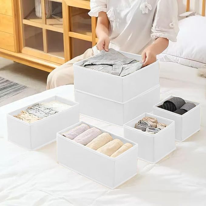 COSDACE Drawer Organizer Clothes,12Pcs Dresser Drawer Organizers Foldable Closet Organization and Storage Dividers for Clothing,Underwear, Sock, Baby Closet Organizer (White)