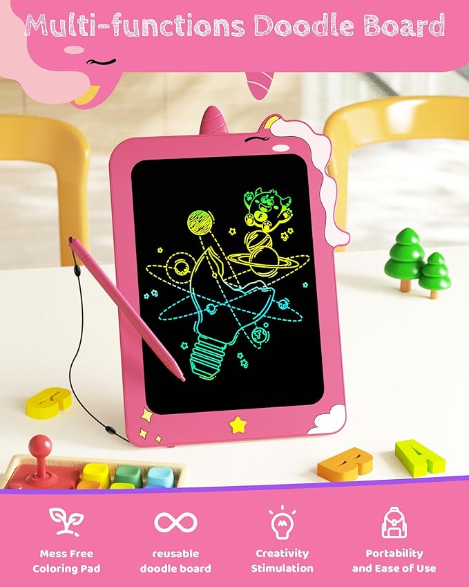 TEKFUN Toddler Girl Toys, 2 Pack LCD Writing Tablet for Kids, Doodle Board Dinosaur Toys, Travel Essentials Toys for 3 4 5 6 Year Old Boys Girls, Easter Birthday Christmas Gifts (8.5inch Pink&Pink)
